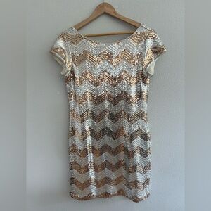 White House Black Market Chevron Sequin Mini Dress
